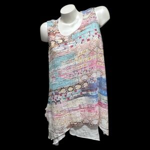 A-line IMPULSE CALIFORNIA Women's Size Medium Multicolored Crinkle Double Tank